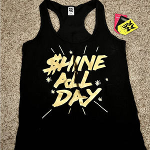 Black & Metallic Gold Zumba Top NWT (Large)